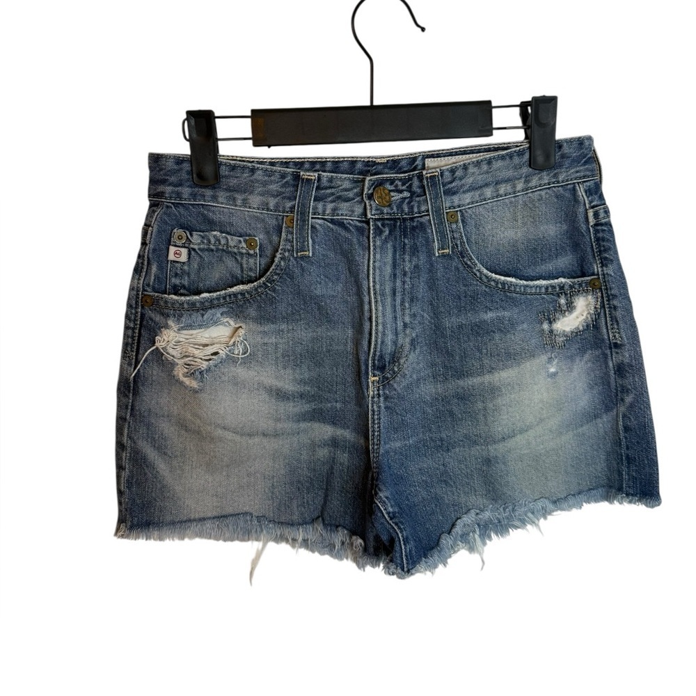 Ag Adriano Goldschmied Sadie High Rise Distressed Cut Off Denim Shorts